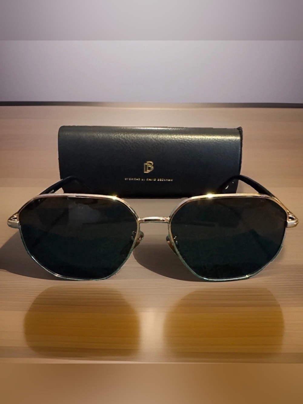 David Beckham Men's Geometric Sunglasses DB 1132/F/S Gold Metal Dark Gray 60-15